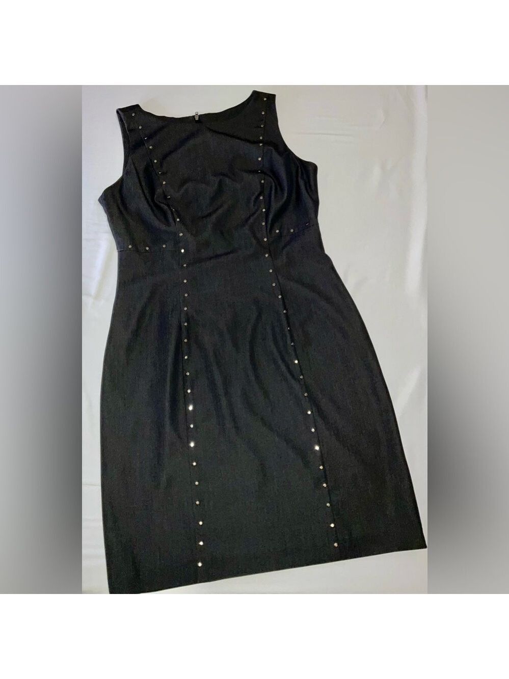 Sharagano dress in a charcoal grey with silver studs - minimalist/classy size 12